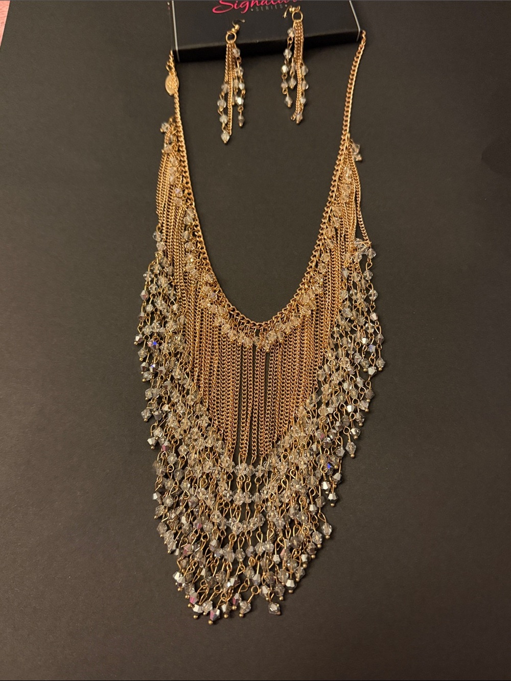 Signature Gold-Tone Layered Fringe Necklace & Earrings Set - Gold